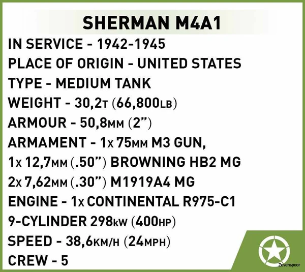 2715 Cobi WWII SHERMAN M4A1 5 2715 Cobi WWII SHERMAN M4A1 - Afbeelding 5