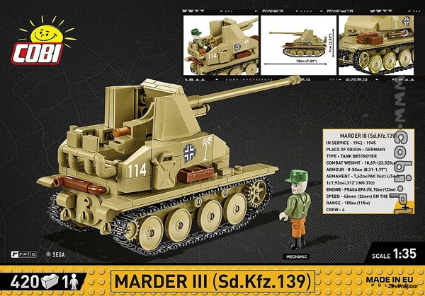 3050 Cobi Bouw Sets Marder III Sd.Kfz.139 2 3050 Cobi Bouw Sets Marder III Sd.Kfz.139 - Afbeelding 2