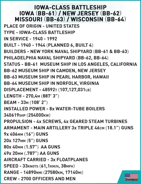 4836 Cobi WWII IOWA-CLASS BATTLESHIP- EXECUTIVE EDITION 9 4836 Cobi WWII IOWA-CLASS BATTLESHIP- EXECUTIVE EDITION - Afbeelding 9